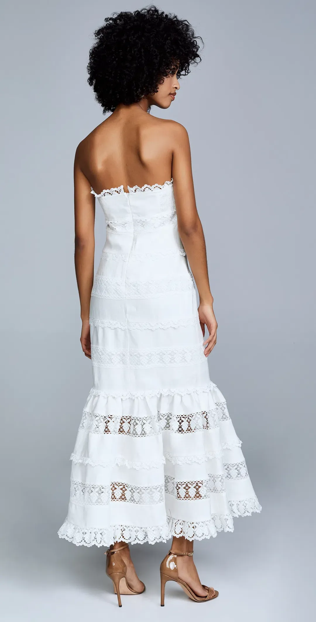Zimmermann Wayfarer Strapless Midi Dress Ivory Size 0 / AU 8 for rent on The Volte - main image