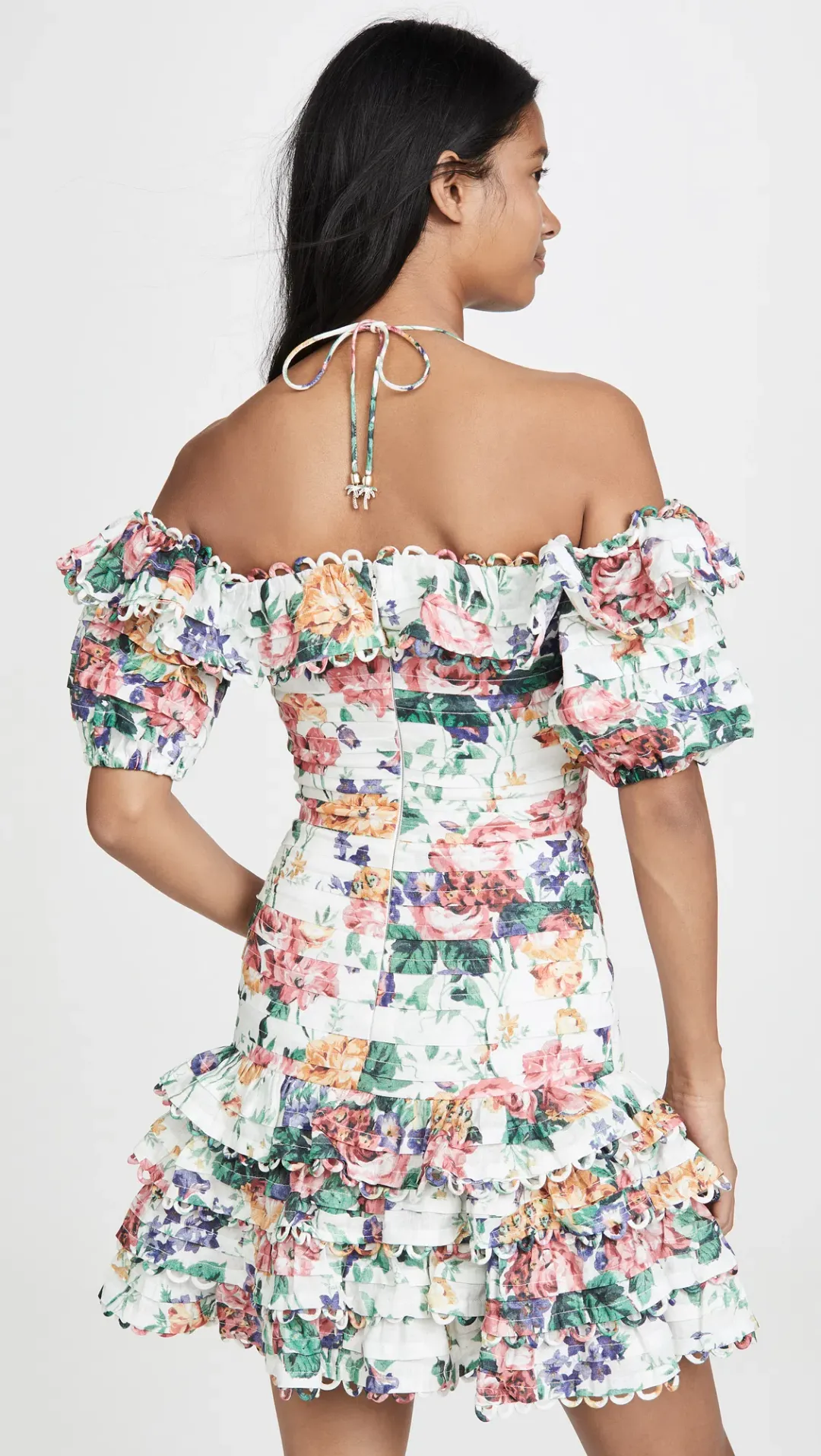 Zimmermann Allia Pintuck Linen Short Dress Floral Print Size 8 for rent on The Volte - main image