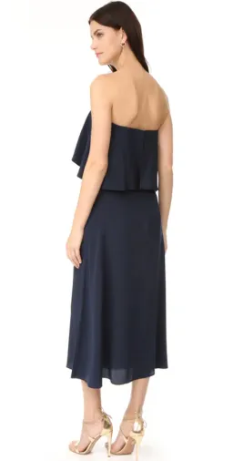 Zimmermann Silk Strapless Flounce Midi Dress Navy Size 10 for rent on The Volte - image 2