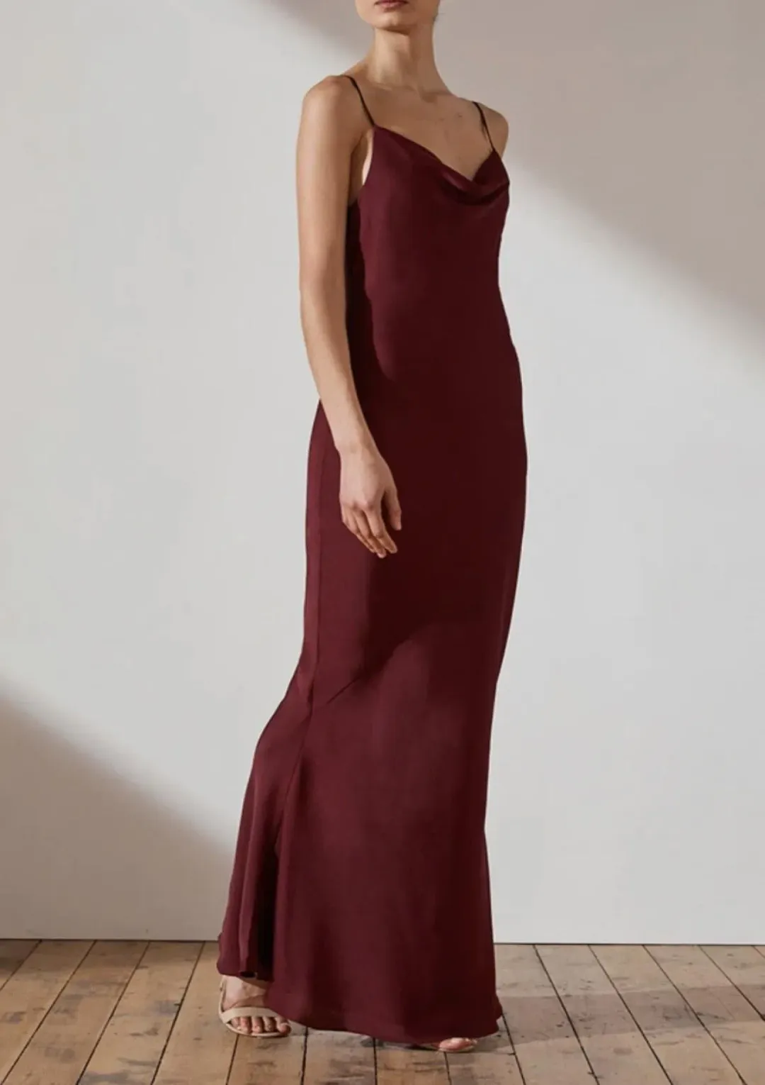 Shona Joy Luxe Bias Cowl Slip Dress Garnet Size 16 for rent on The Volte - main image