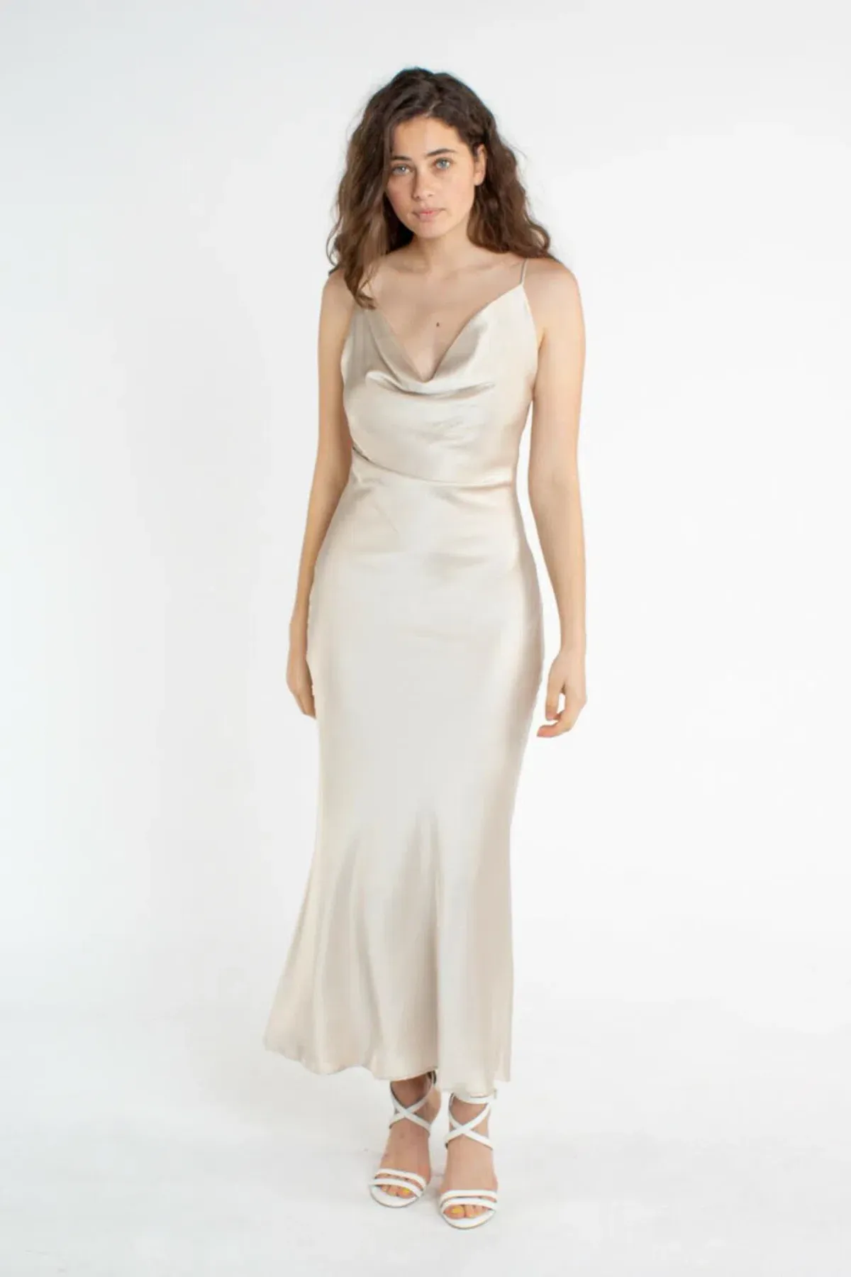 Bec & Bridge The Dreamer Cowl Dress Sand Size 12 for rent on The Volte - main image
