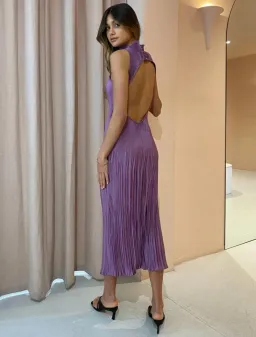 L'Idee Soiree Backless High Neck Gown in Mauve Size 12 for rent on The Volte - image 2
