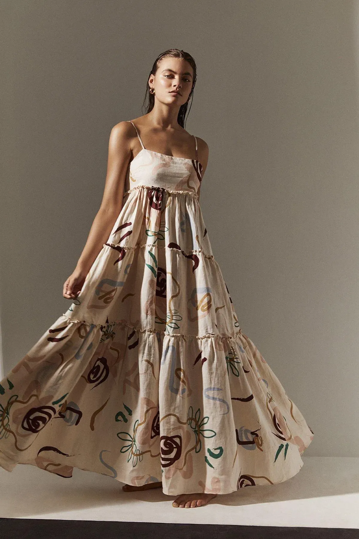 Skye and Staghorn Lottie Tiered Maxi Dress Print Size 8 - Image 1