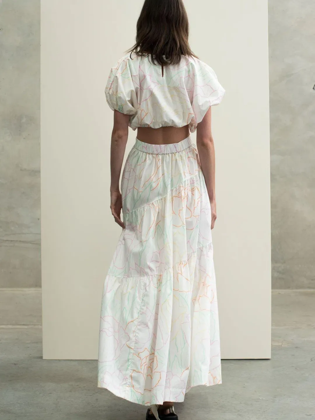 SWF Cropped Tee and Drawstring Tiered Skirt Set Print Size 8 for rent on The Volte - main image