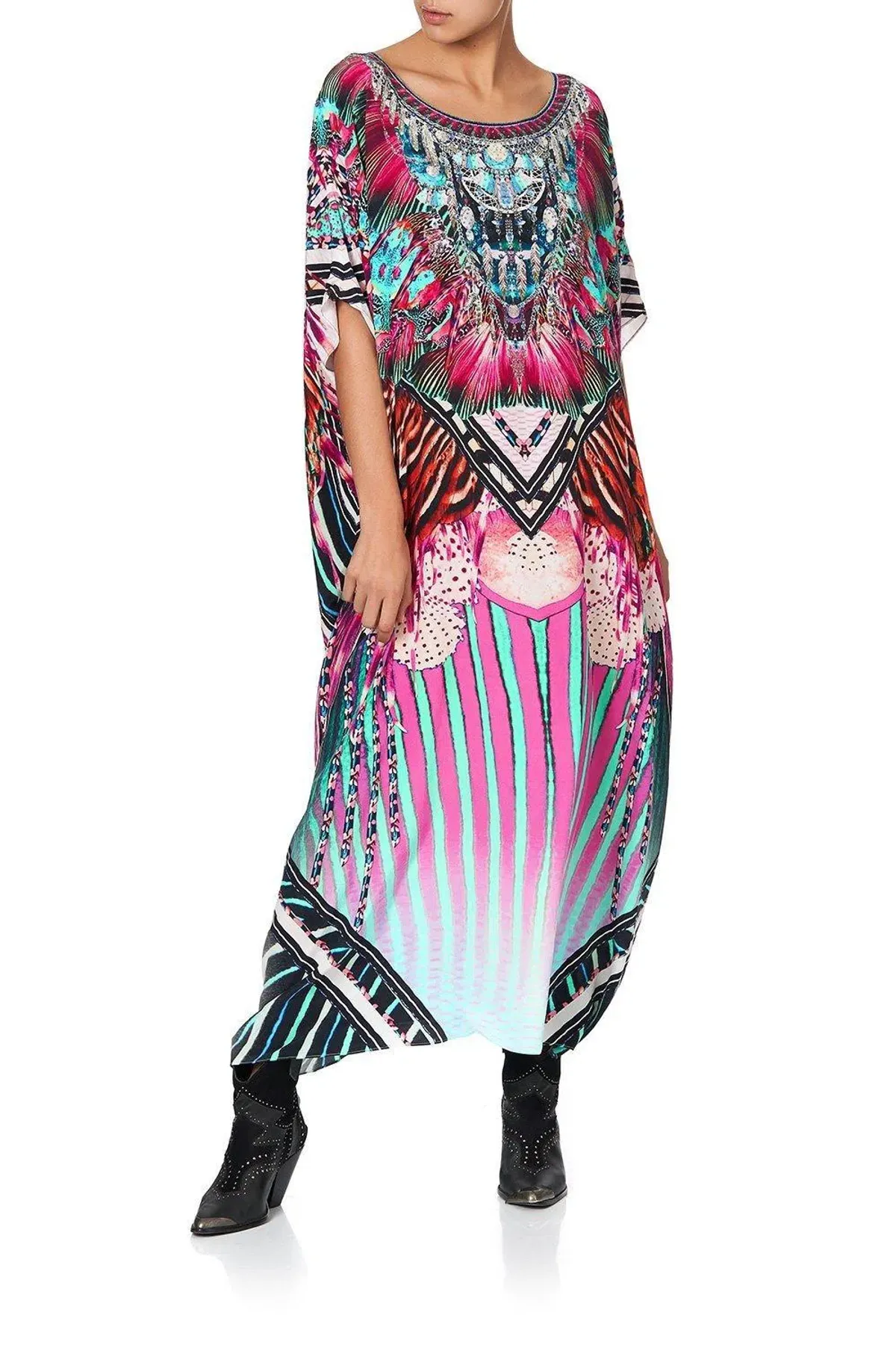 Camilla Rainbow Eyes Round Neck Kaftan One Size - Image 1