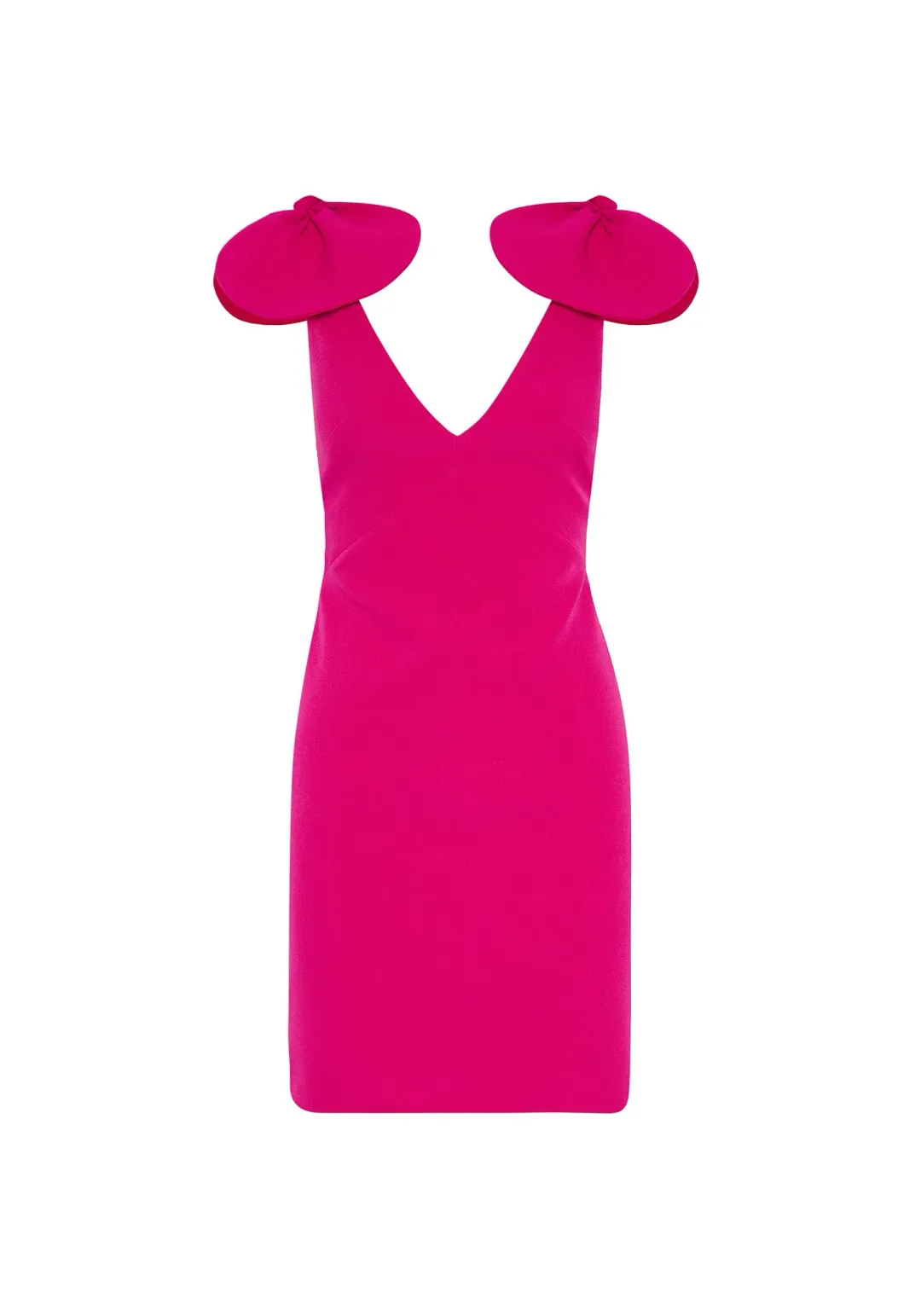 By Johnny V Plunge Bow Shoulder Mini Dress in Pink Size 10 for rent on The Volte - main image