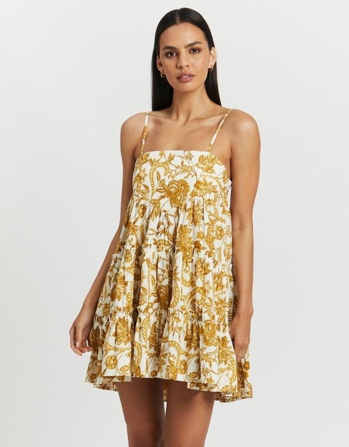 Shona Joy Saffron Tiered Mini Dress Print Size 6 - Image 1