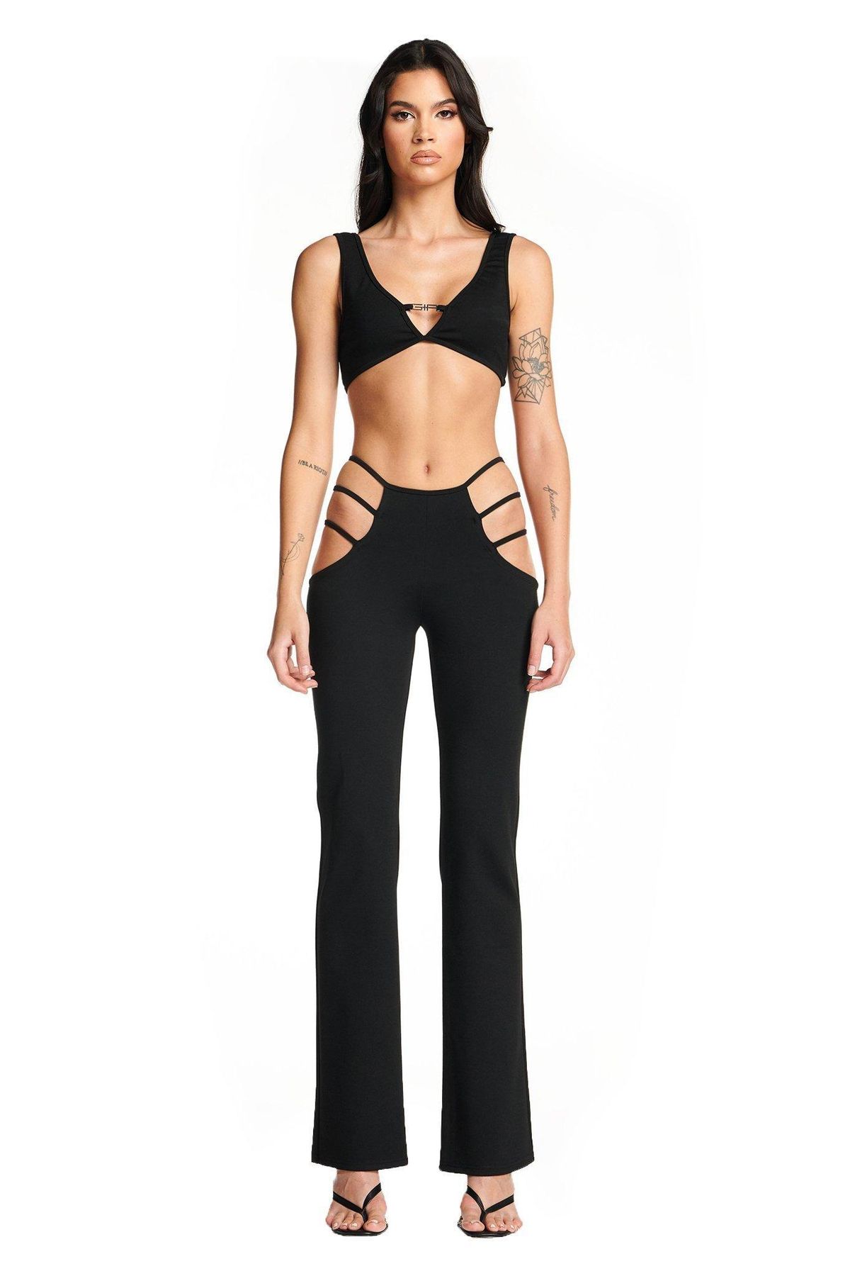 I. AM. GIA Lucid Crop Top & Pants Set Black Size S - Image 1