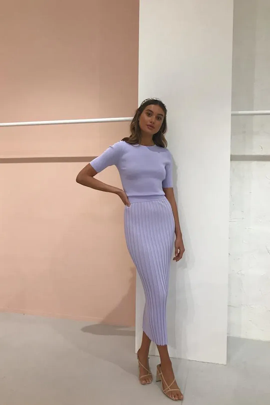 Bec & Bridge Eden Top & Midi Skirt Set Lilac Size 6 for rent on The Volte - main image