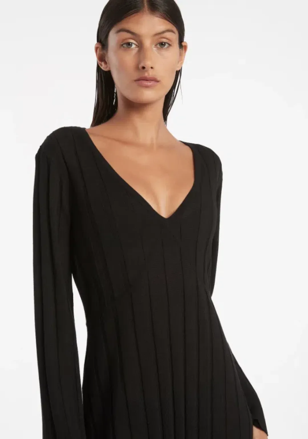 Sir The Label Basile V Neck Midi Dress Black Size 1 | AU 8 for rent on The Volte - main image
