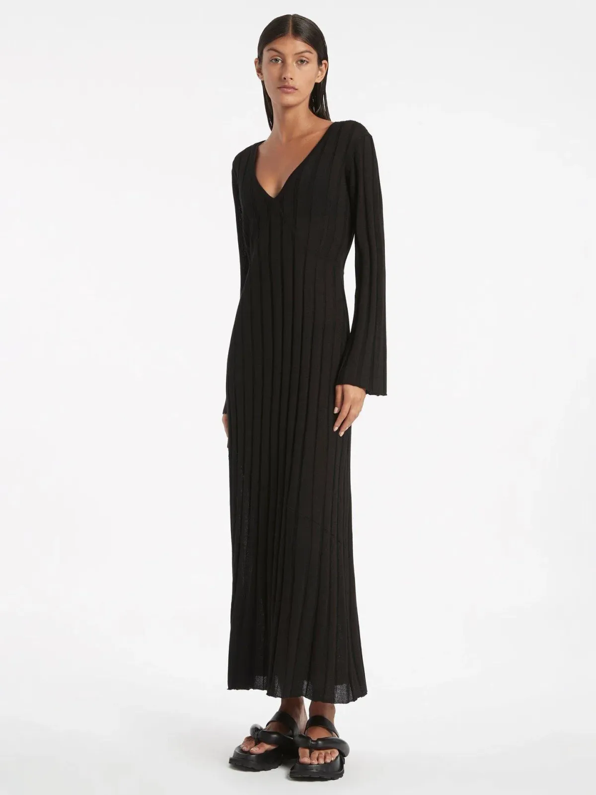 Sir The Label Basile V Neck Midi Dress Black Size 1 | AU 8 - Image 1