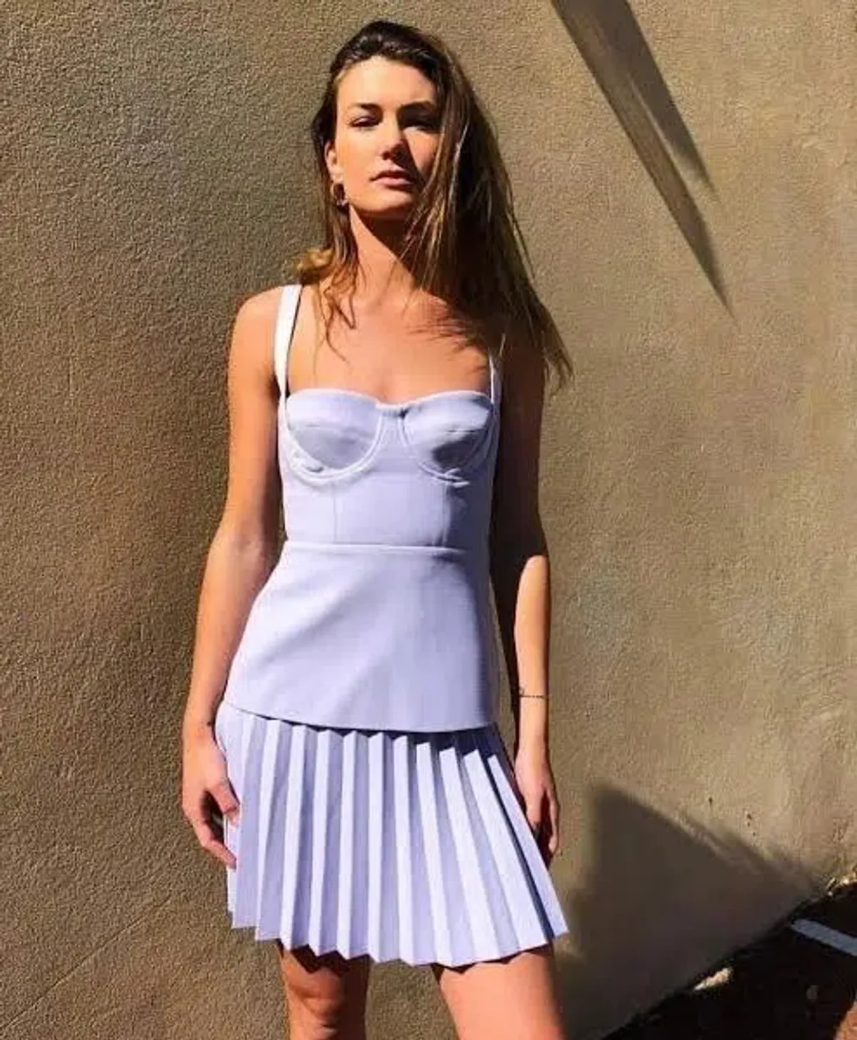 Dion Lee Bustier Pleated Mini Dress - Lilac - Image 1
