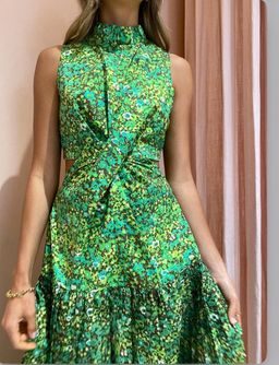Alemais Phyllis Twist Front Pleat Dress Acid Green Size 8 for rent on The Volte - image 2