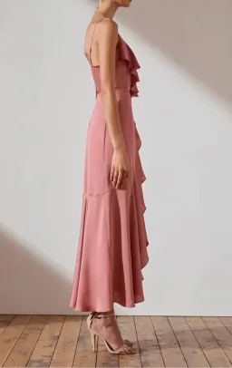 Shona Joy Luxe Bias Frill Wrap Dress Rose Size 8 for rent on The Volte - image 4