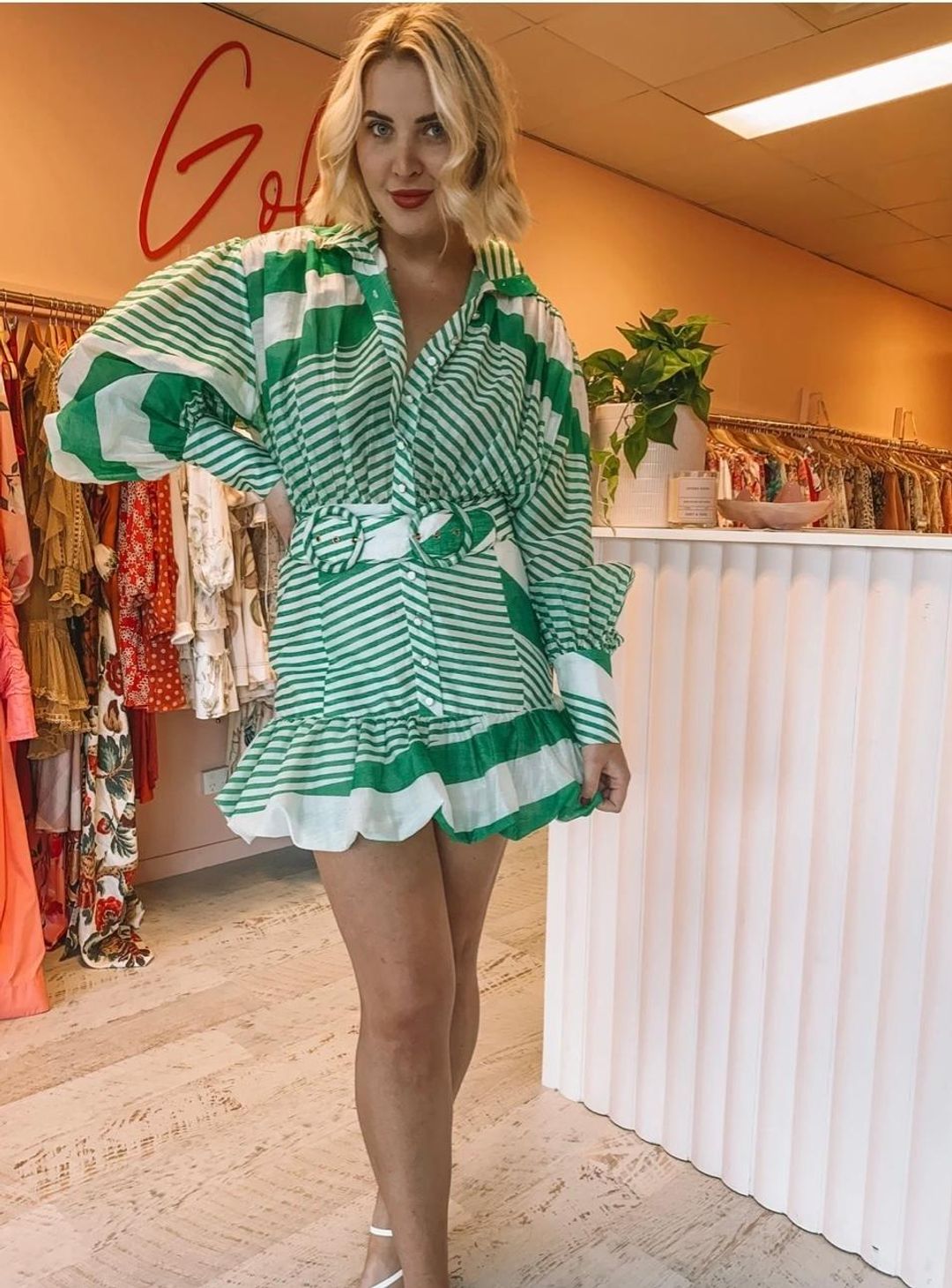 Mackenzie Mode Seeing Stars Mini Dress Green Size 10 for rent on The Volte - main image