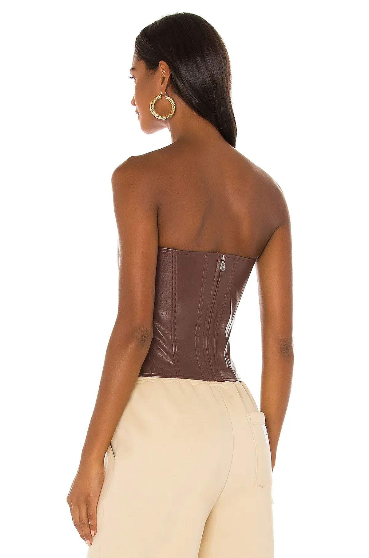 Miaou Leia Leather Corset Brown Size 6 - Image 2