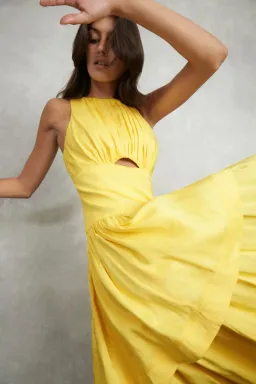 Aje Yellow Caliente Tiered Cut Out Dress Size 10 for rent on The Volte - image 4