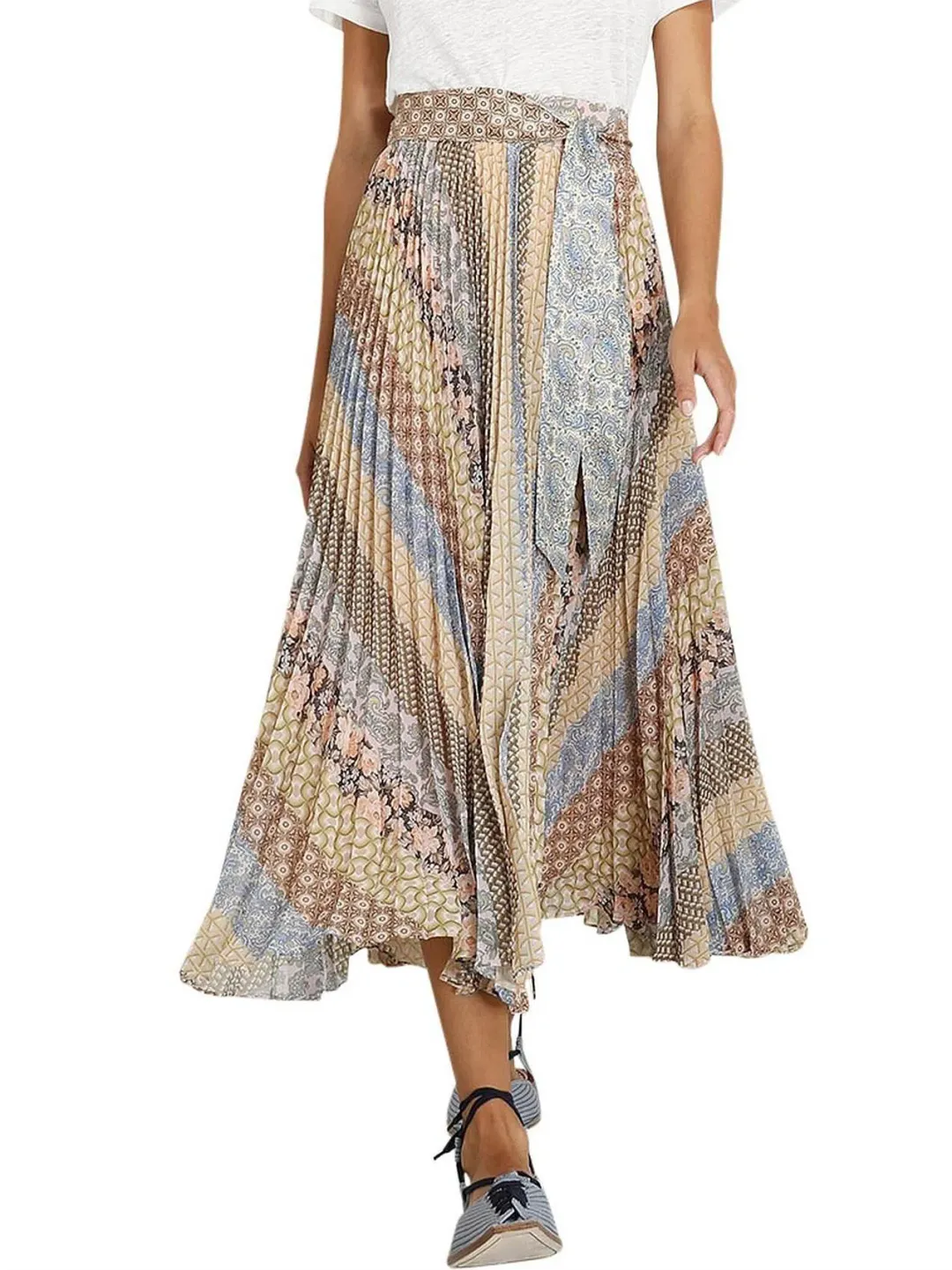 Zimmermann Sunray Skirt Tiled Stripe Size 2 / Au 12 for rent on The Volte - main image