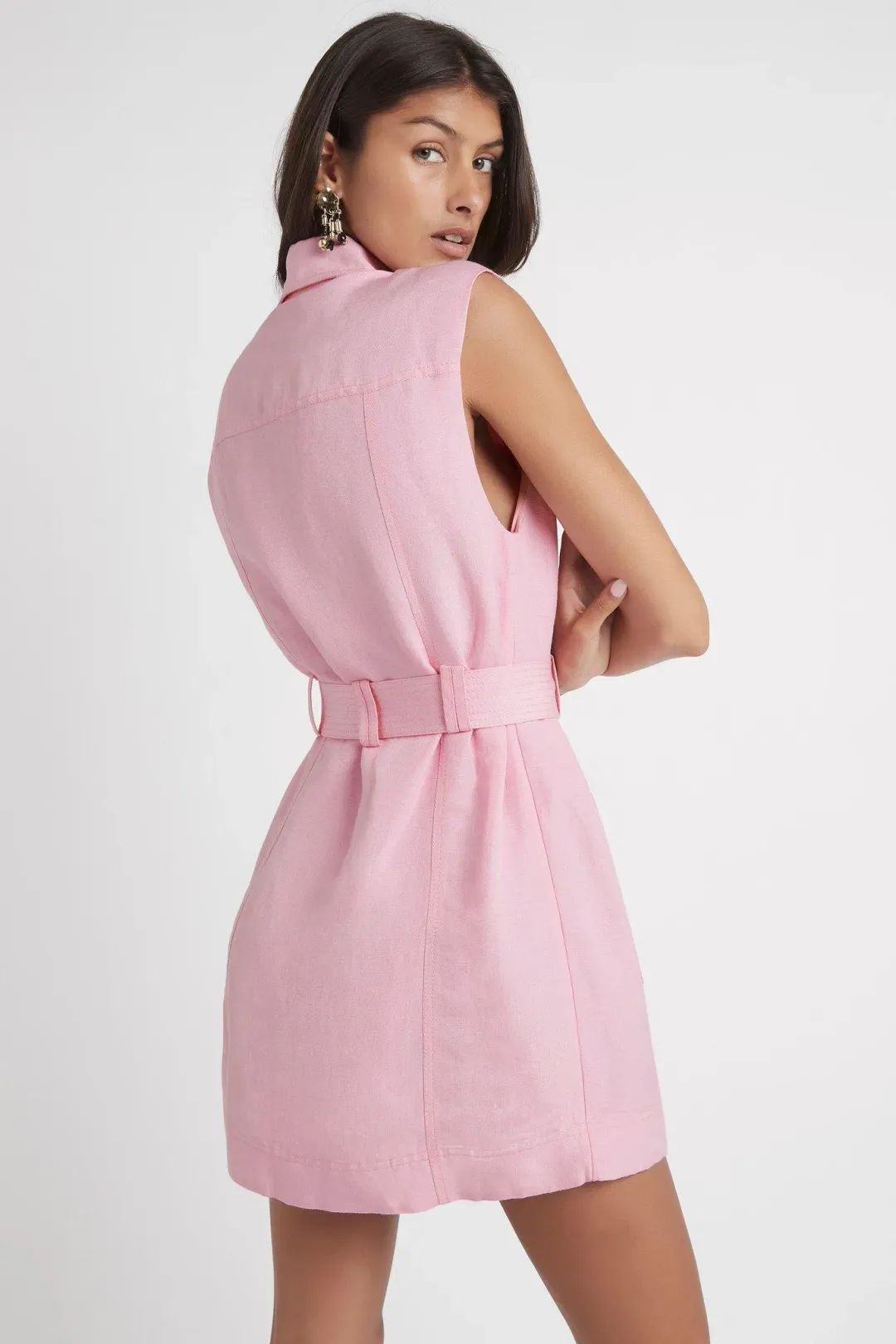 AJE Vista Linen Utility Dress Pink size 14 for rent on The Volte - main image