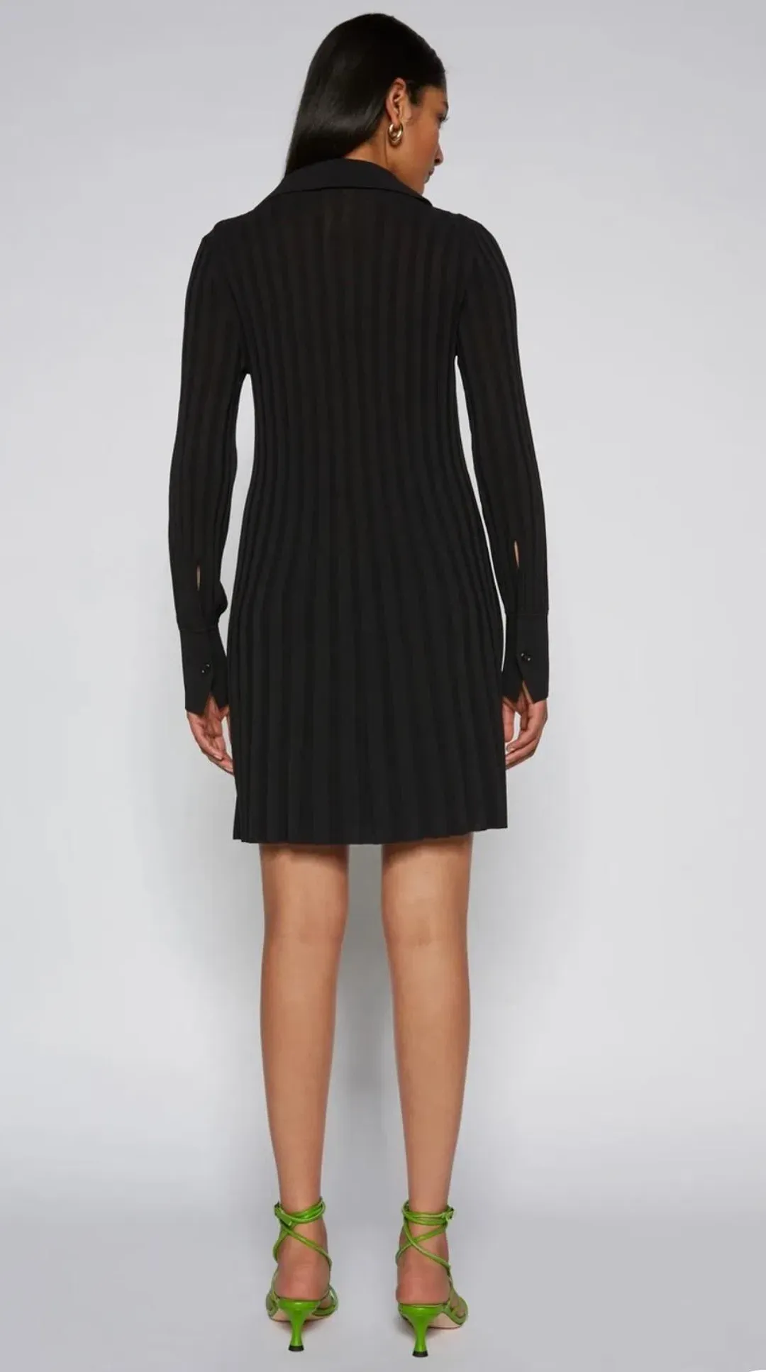 Scanlan Theodore Pleated Rib Mini Dress Black Size XS / Au 6 for rent on The Volte - main image