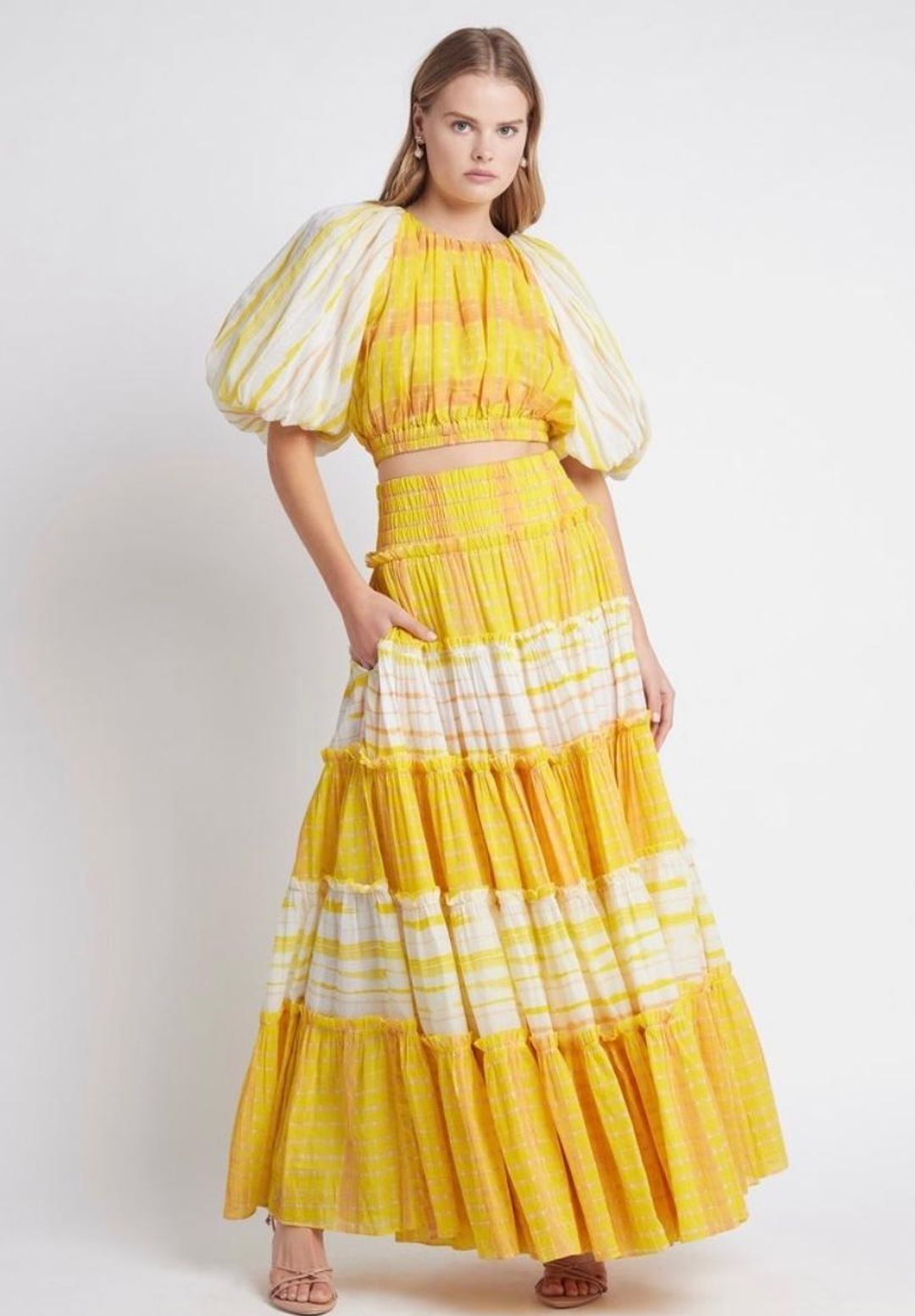 Aje Wilderness Tiered Cotton Maxi Skirt Size 8 for rent on The Volte - main image