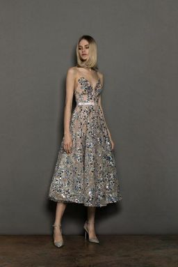 Bronx and Banco Midnight Silver Gown Midi- Small for rent on The Volte - image 2