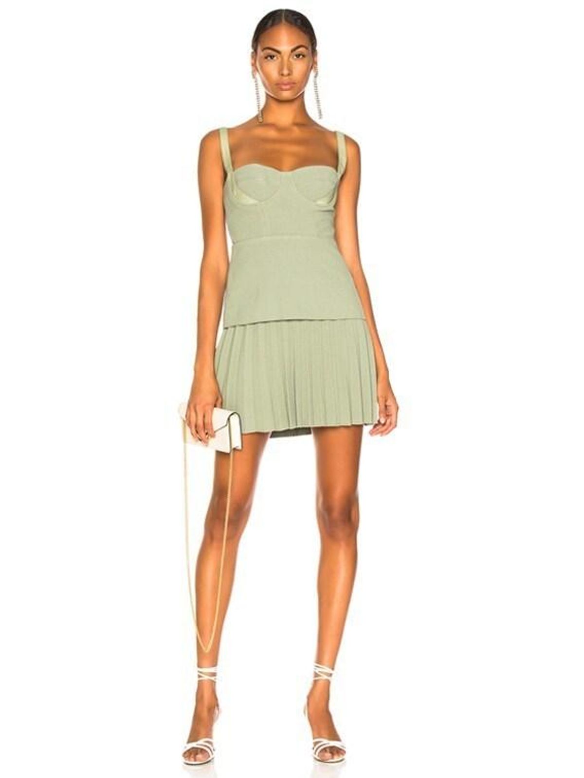 Dion Lee Bustier Pleated Mini Dress Green- Size 8 - Image 2