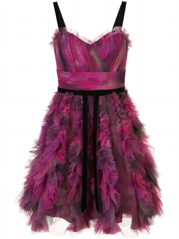 Marchesa Notte Printed Textured Cocktail Dress Plum Purple Size 6 for rent on The Volte - image 4