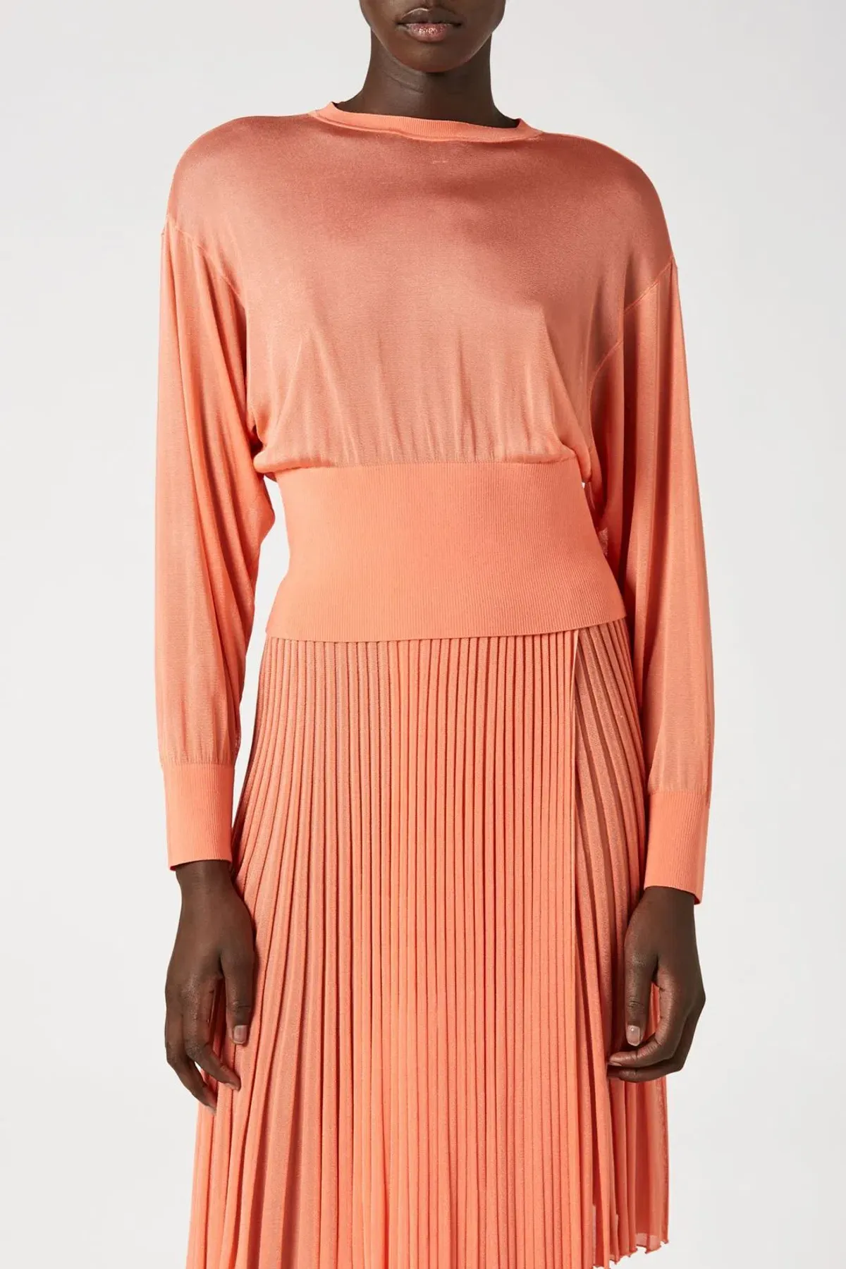 Scanlan Theodore Gloss Knit Sweater and Pleated Skirt Set Orange Size 6 - Image 4