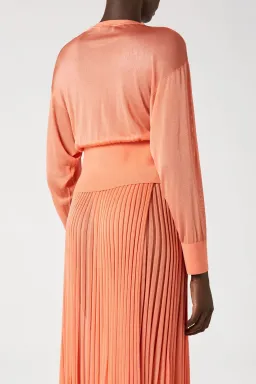 Scanlan Theodore Gloss Knit Sweater and Pleated Skirt Set Orange Size 6 for rent on The Volte - image 2