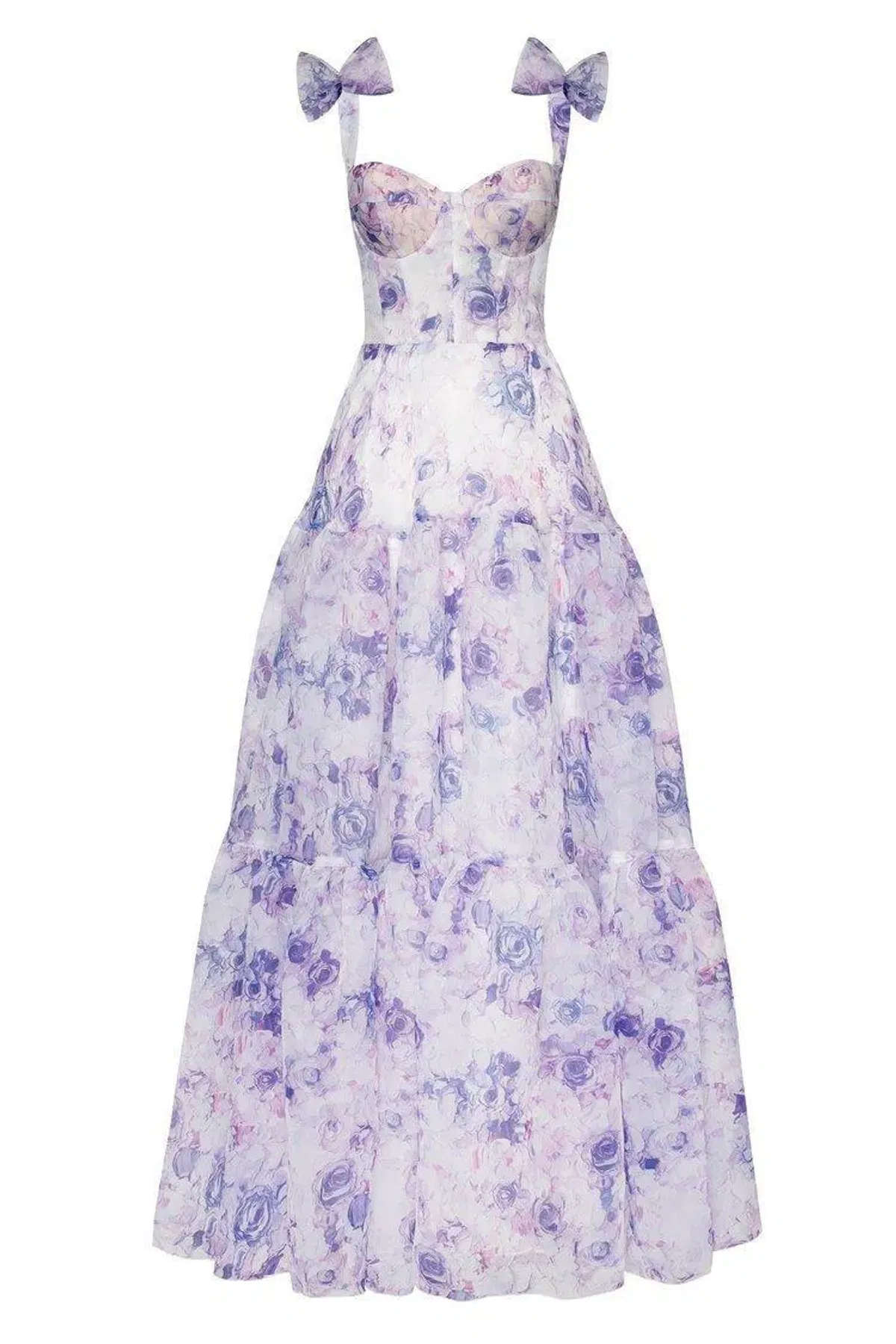 Milla Tie Strap Maxi Dress with Delicate Pastel Floral Print Size M - Image 5