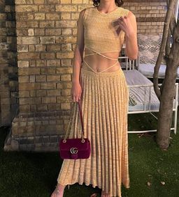Christopher Esber Sleeveless Knit Tie Crop Top and Pleated Knit Tie Skirt Set Dune Marle Size 6 for rent on The Volte - image 5