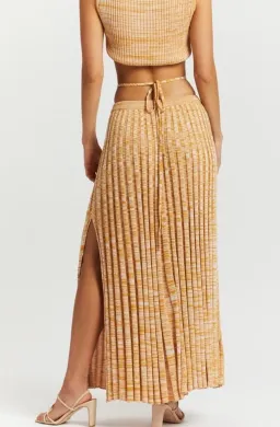 Christopher Esber Sleeveless Knit Tie Crop Top and Pleated Knit Tie Skirt Set Dune Marle Size 6 for rent on The Volte - image 3