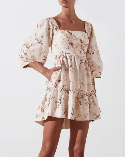 Shona Joy Roxanne Linen Open Back Mini Dress Floral Size 10 for rent on The Volte - image 2