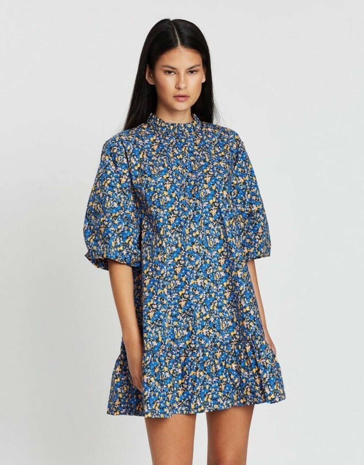 Camilla and Marc - Majella Mini Shirt Dress Floral Blue Size 6 - Image 1