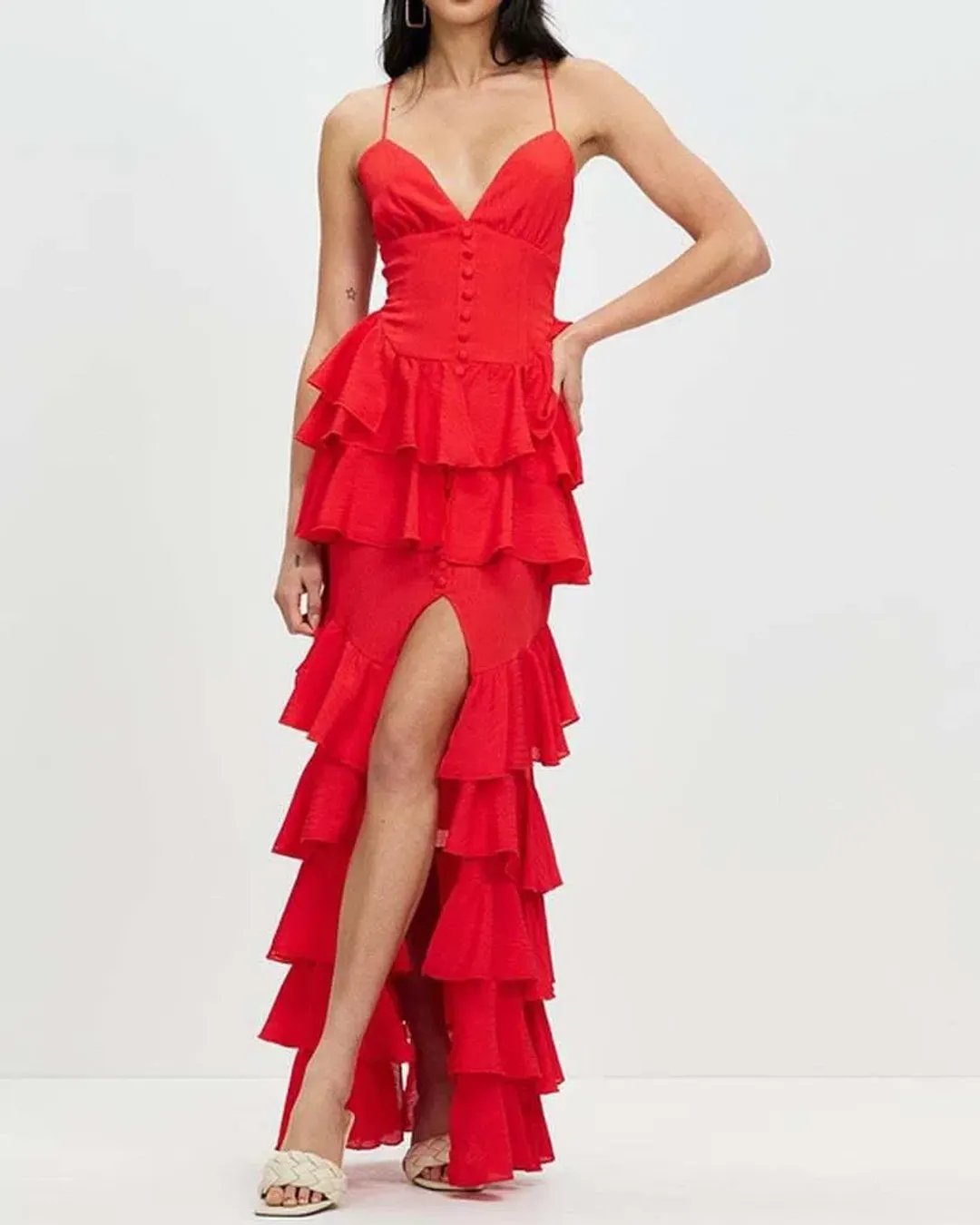 Derma Department Barcelona Maxi Dress Red Size 12 for rent on The Volte - main image