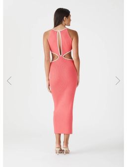 San Sloans ADRIAN RIB MIDI DRESS CORAL-WHITE Size 6 (6-8 fit) for rent on The Volte - image 2