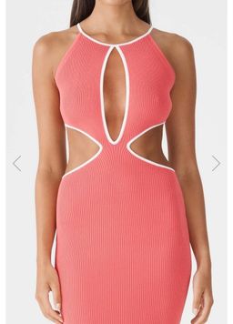 San Sloans ADRIAN RIB MIDI DRESS CORAL-WHITE Size 6 (6-8 fit) for rent on The Volte - image 4