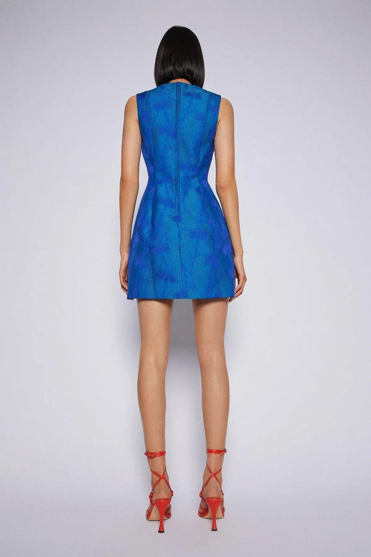 Scanlan Theodore Tropical Brocade Dress Blue Size 6 - Image 3