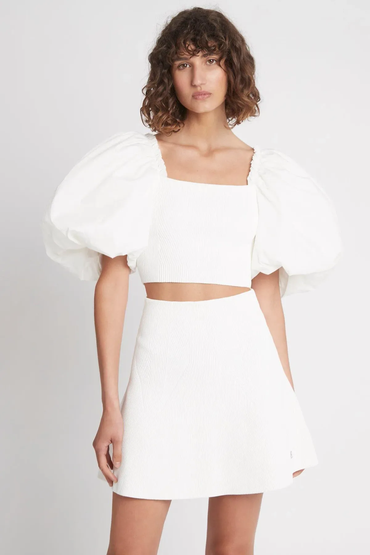 Aje Casa Puff Sleeve Knit Top Ivory Size XS - Image 1