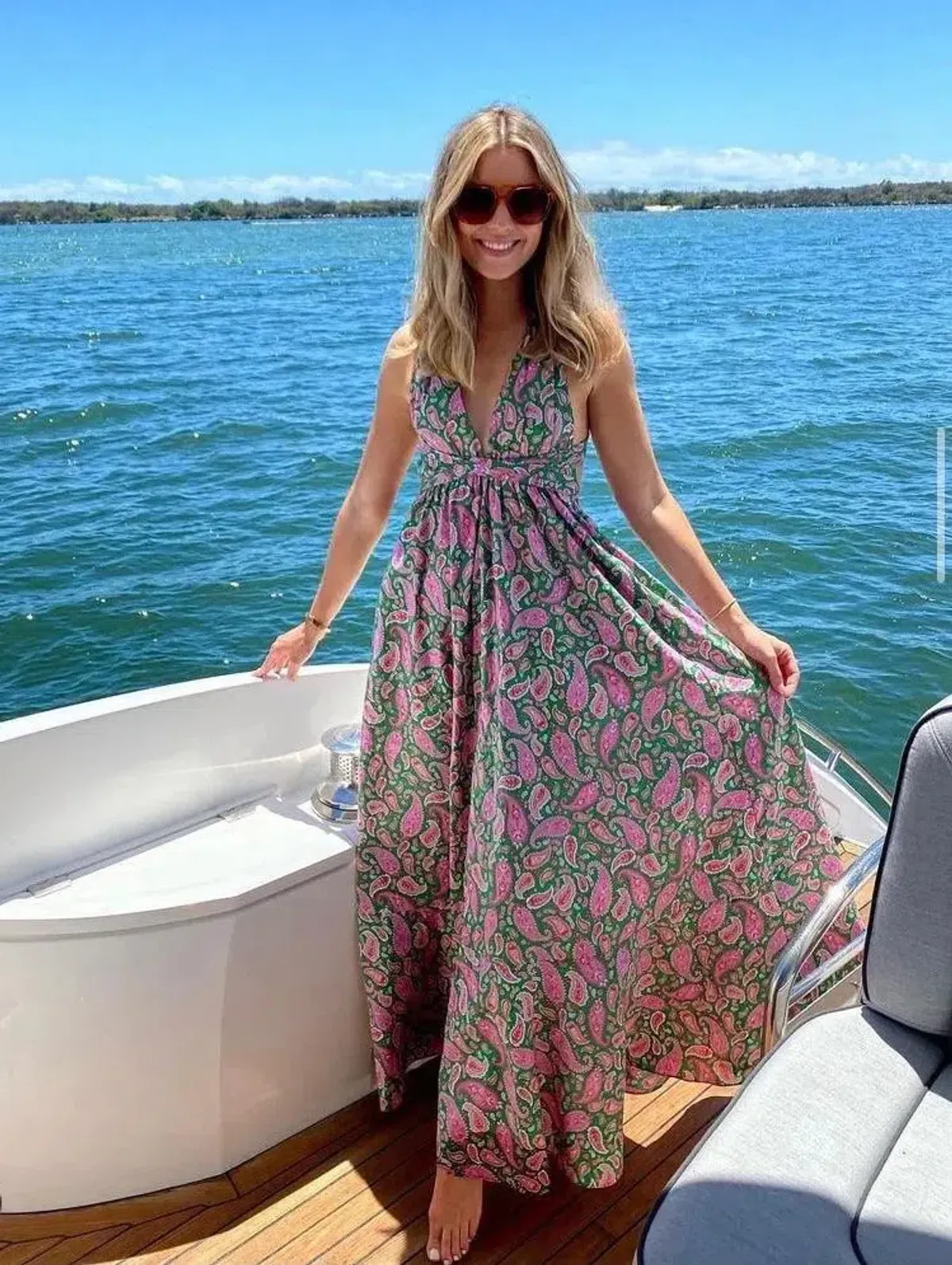 Scanlan Theodore Cotton Paisley Halter Dress Print Size 6 - Image 5