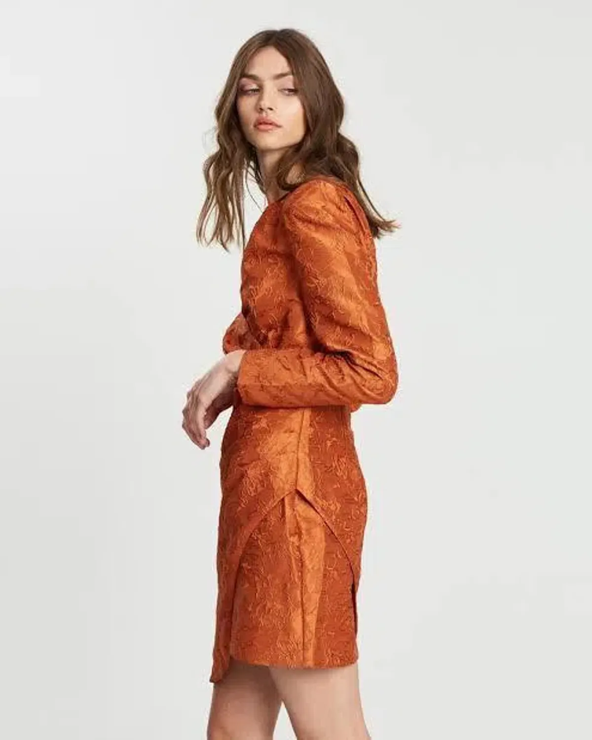 Mossman Burnt Orange Tea Leaves Mini Dress Size 8 - Image 3