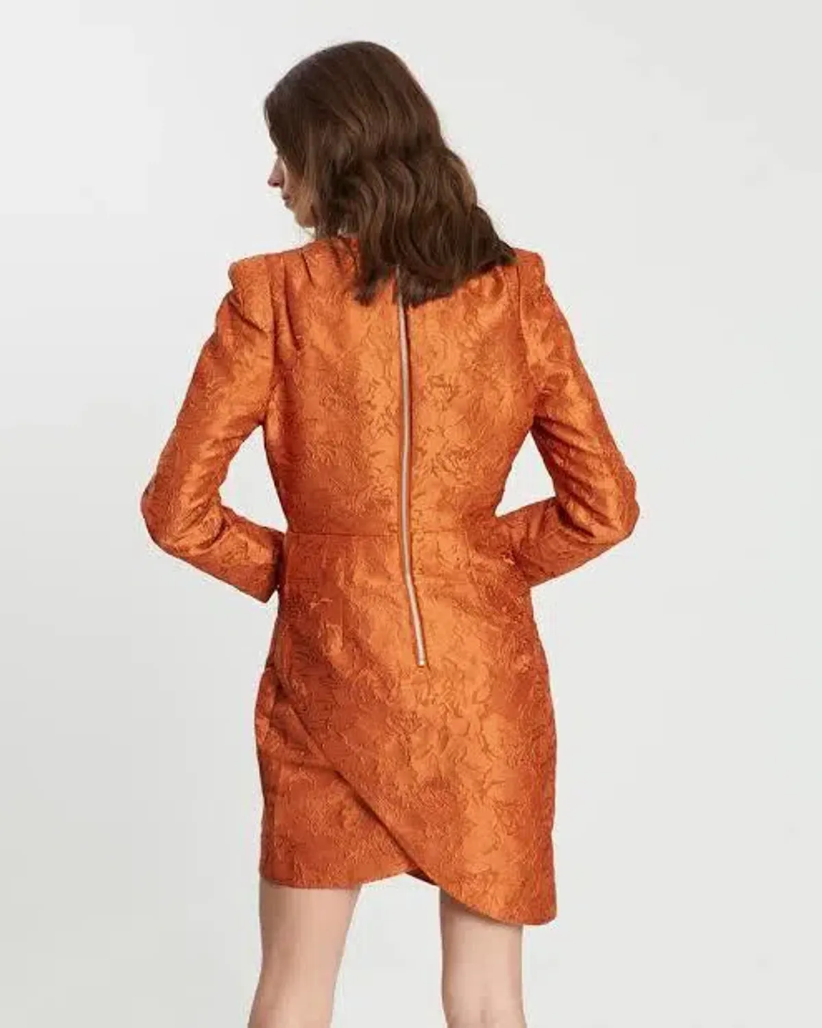 Mossman Burnt Orange Tea Leaves Mini Dress Size 8 - Image 2