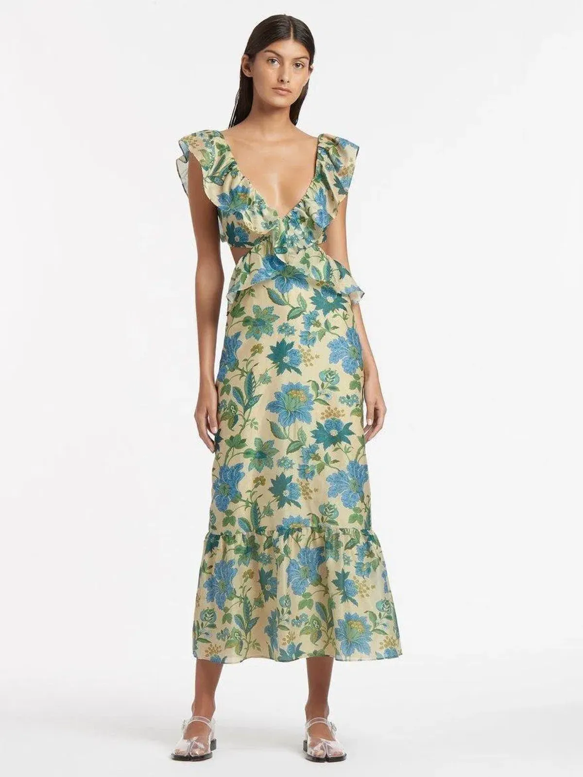 Sir the Label Celia Frill Midi Dress Floral Print Size 0 - Image 1