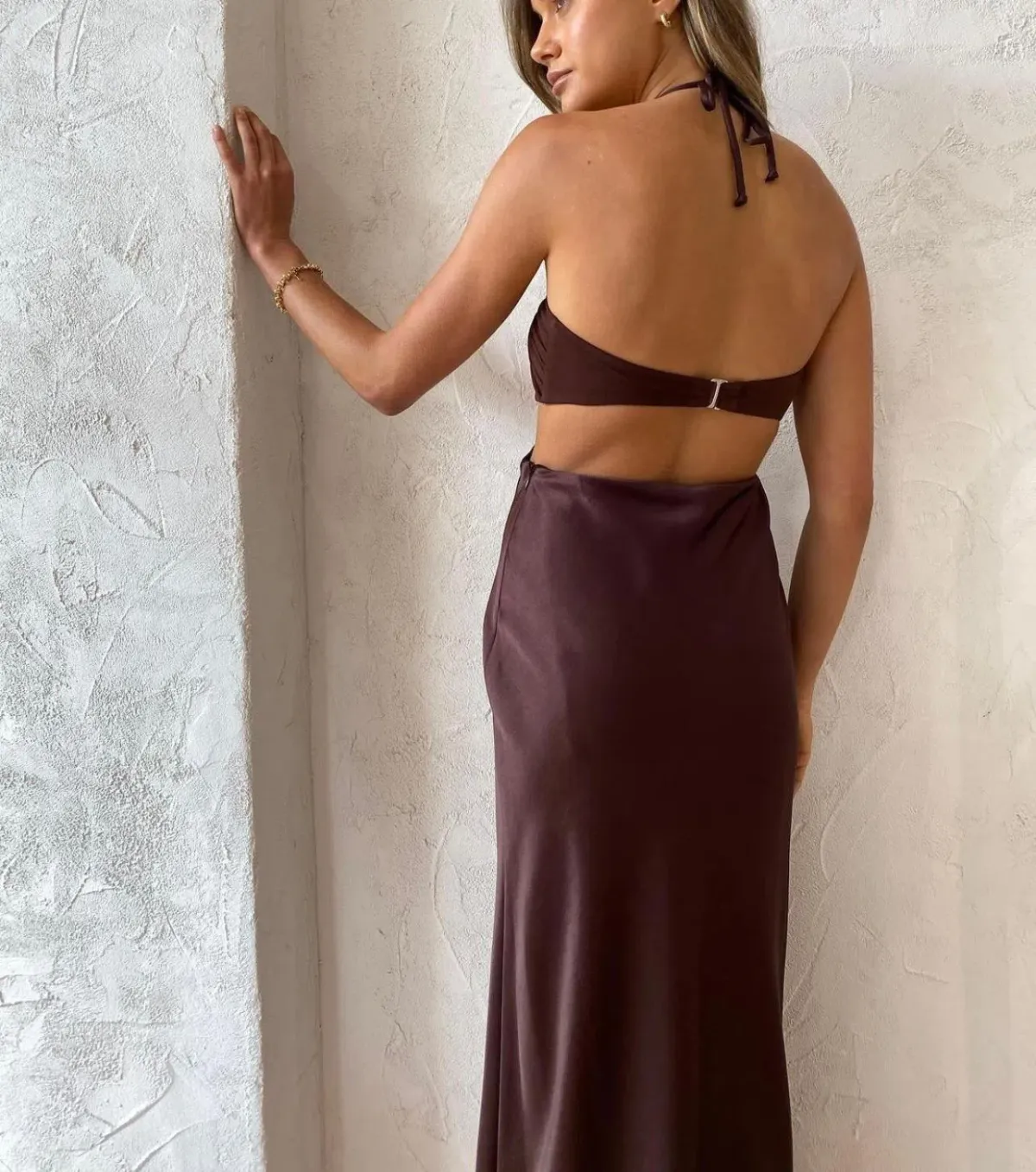 Bec & Bridge Nadia Cut Out Midi Dress Chocolate Size 6 - Image 3