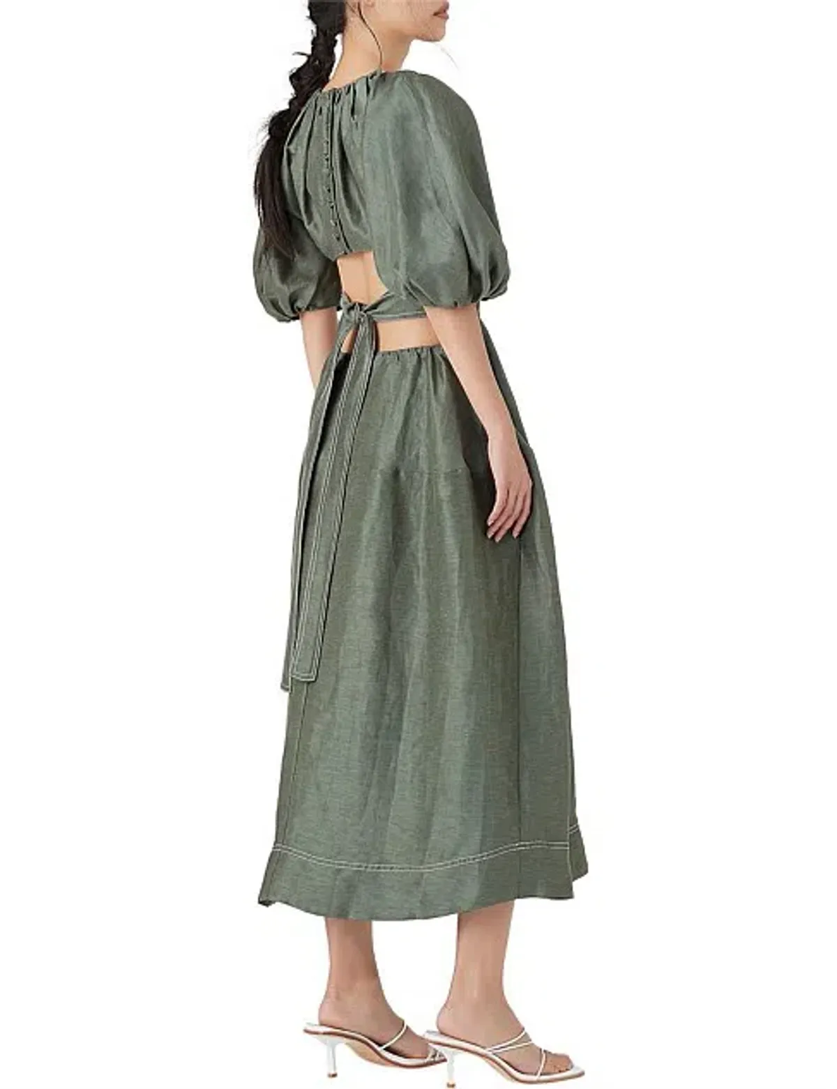 Aje Mimosa Cutout Midi Dress Green Size 10 - Image 3