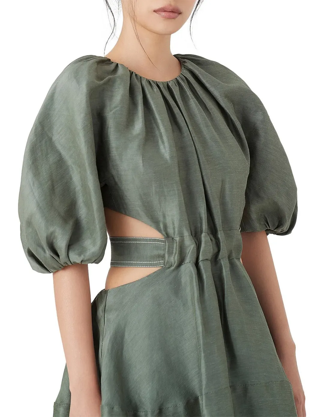 Aje Mimosa Cutout Midi Dress Green Size 10 for rent on The Volte - main image