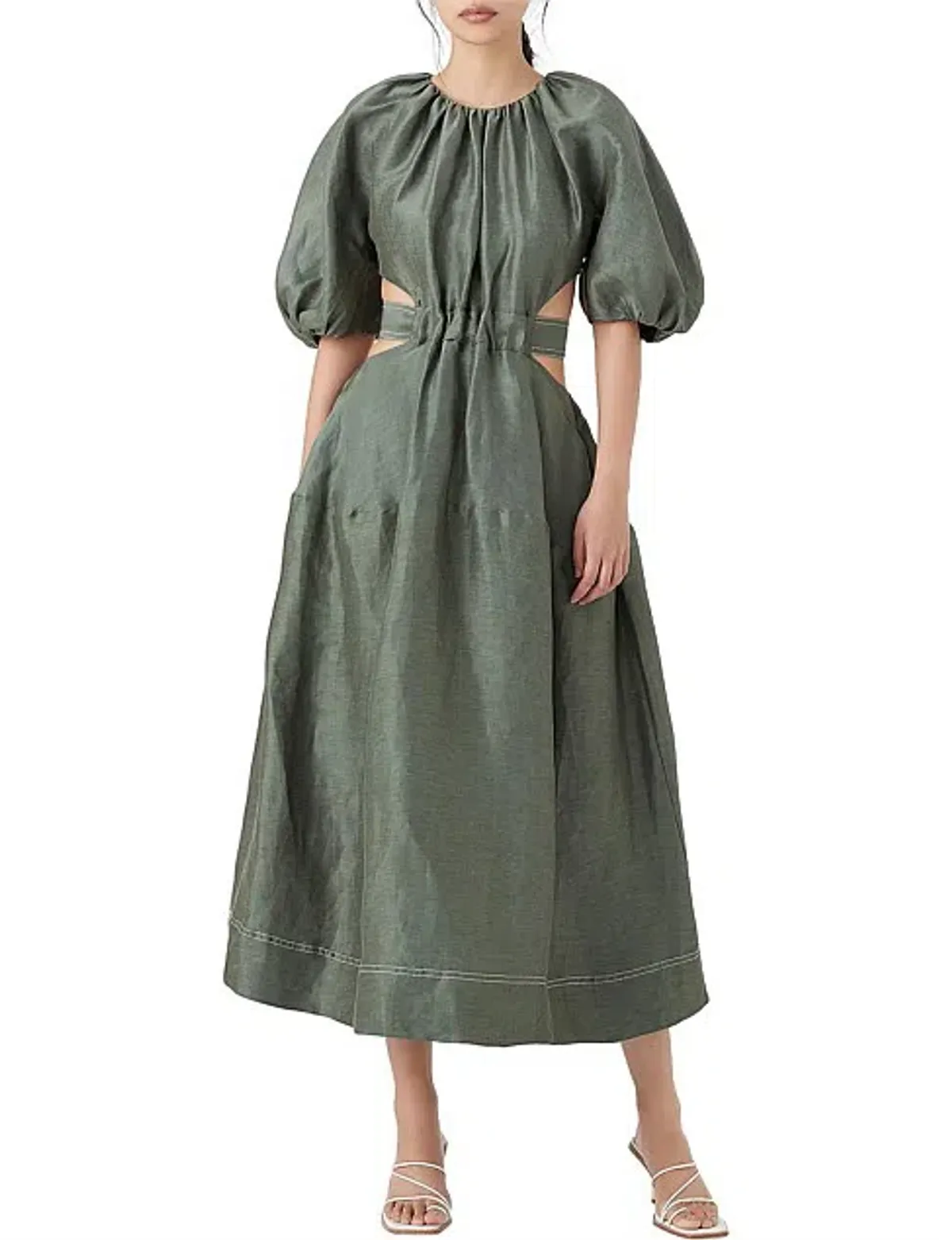 Aje Mimosa Cutout Midi Dress Green Size 10 for rent on The Volte - main image