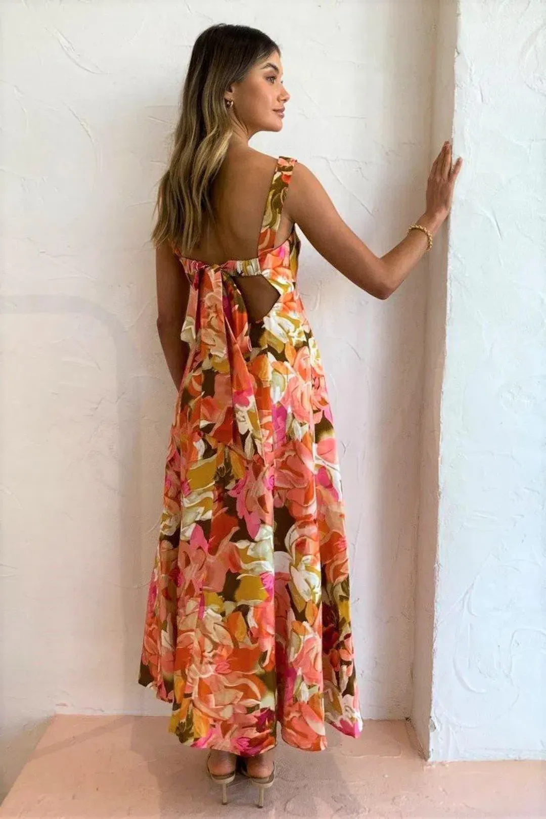 Acler Tate Midi Dress Pink Bouquet Size 12 for rent on The Volte - main image