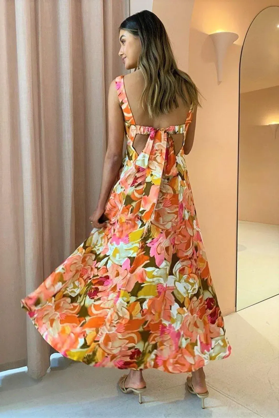 Acler Tate Midi Dress Pink Bouquet Size 12 for rent on The Volte - main image